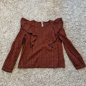 Madewell Ruffle-Front Top in Plaid